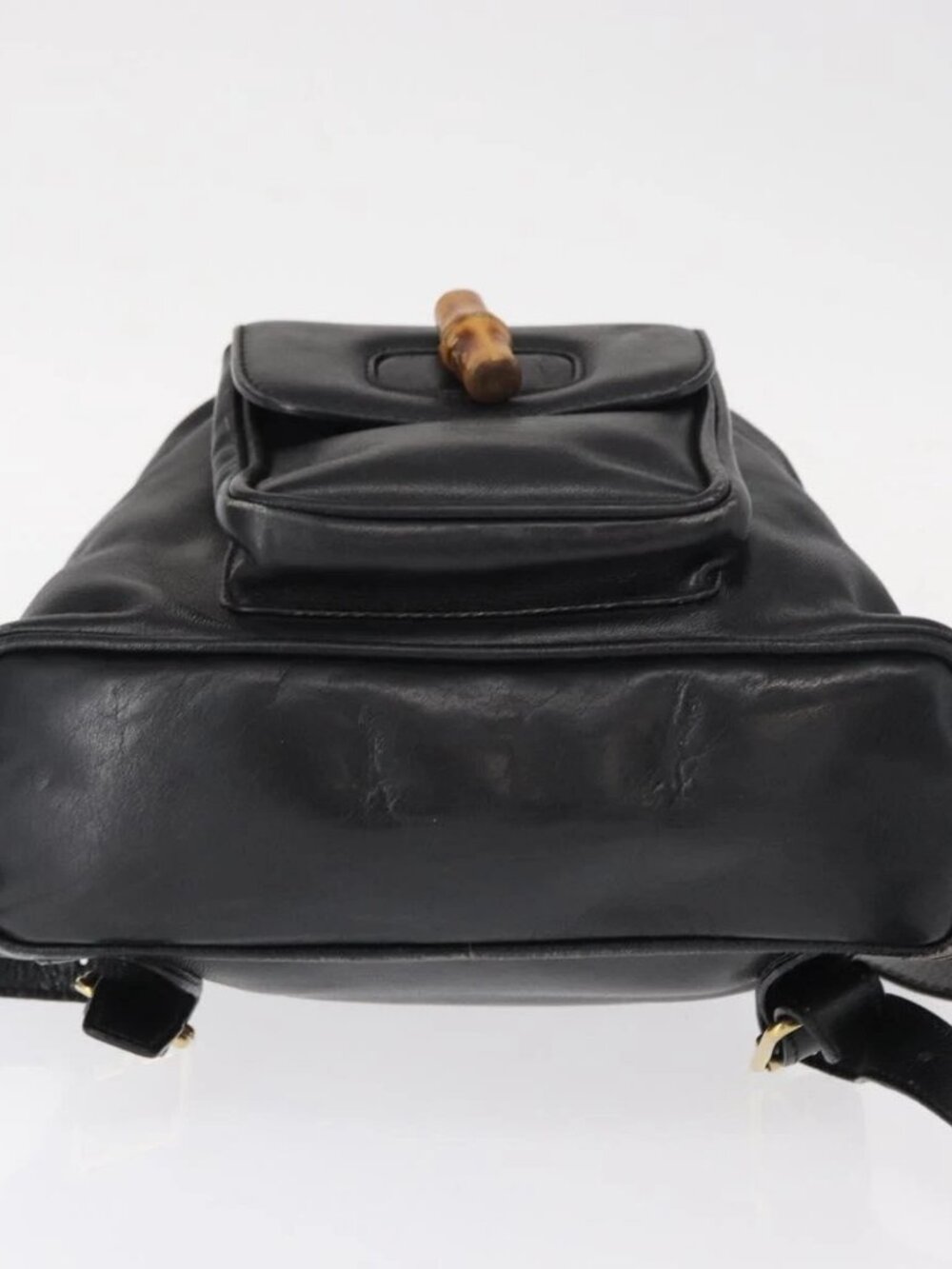 GUCCI Bamboo Backpack Leather Black Gold - Picture 7 of 16